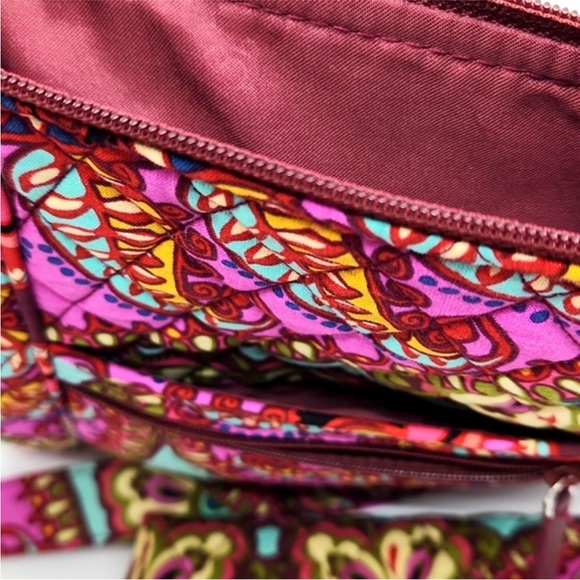 Vera Bradley Two Piece Crossbody Bag & Matching Wallet Set Fuchsia Blue … - Picture 9 of 13